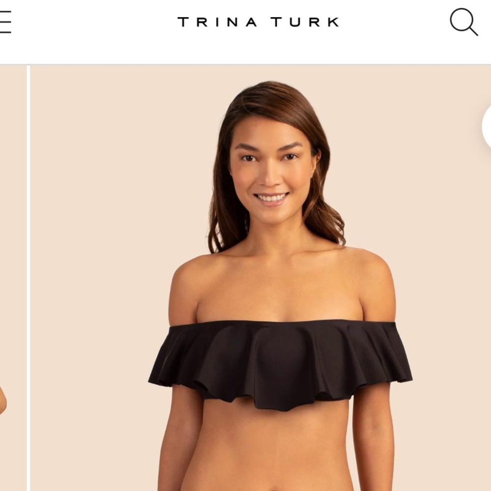 Trina Turk Black Off-Shoulder Bikini Top